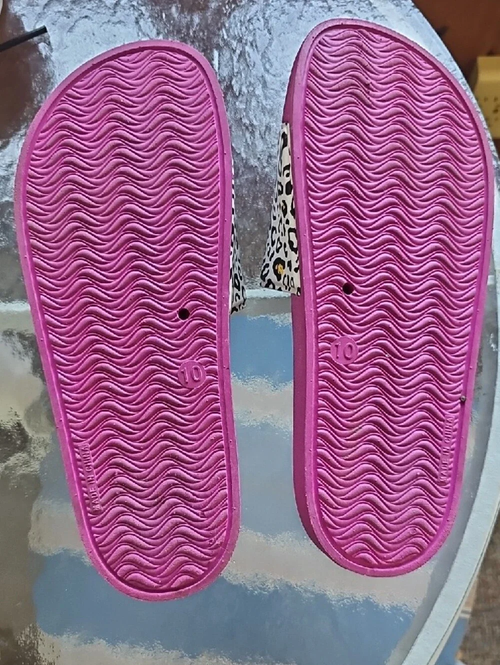 Bright Pink Leopard Print Slide Sandals By Joe Boxer